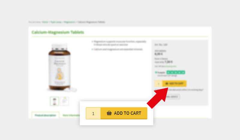 Use this button to place the desired article into the shopping cart.