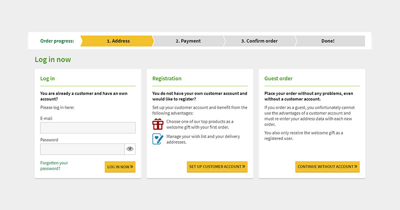During your first purchase, please select SET UP CUSTOMER ACCOUNT