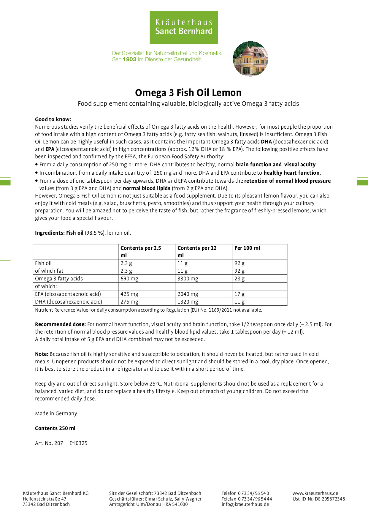 sanct bernhard omega 3 fischöl lemon