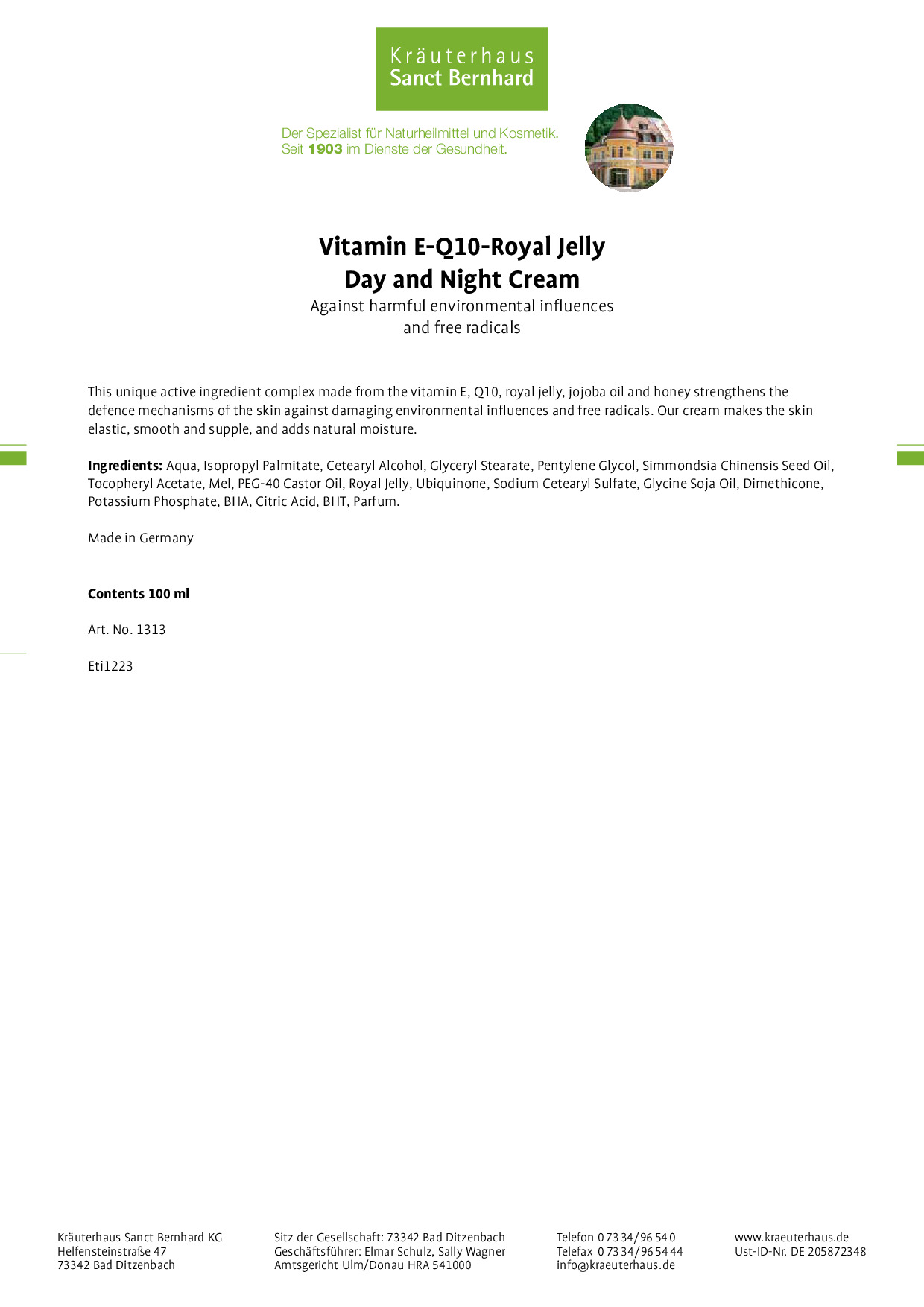 VitaminEQ10Royal Jelly » Buy securely online now Sanct Bernhard