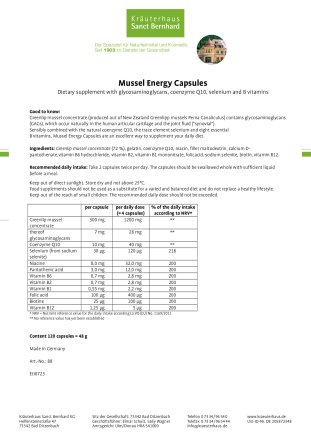 Mussel Energy Capsules 120 capsules