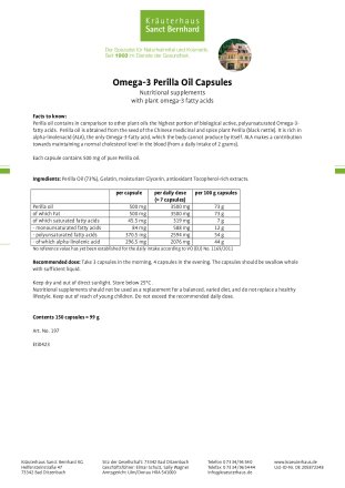 Omega-3 Perilla Oil Capsules 150 capsules