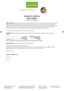 Vitamin D3-2,000 I.U. Mono-Tablets 150 tablets