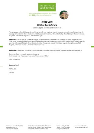 Joint Care Herbal Balm Stick 70 ml