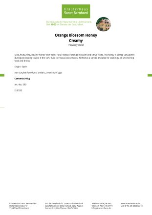 Orange Blossom Honey  Creamy 500 g