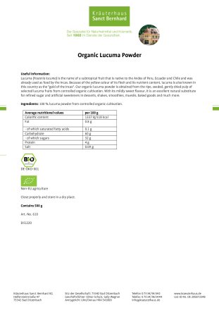 Organic Lucuma Powder 500 g