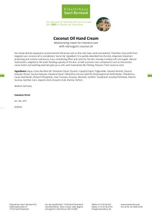 Coconut Oil Hand Cream 50 ml