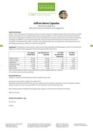 Saffron Nerve Capsules 60 capsules