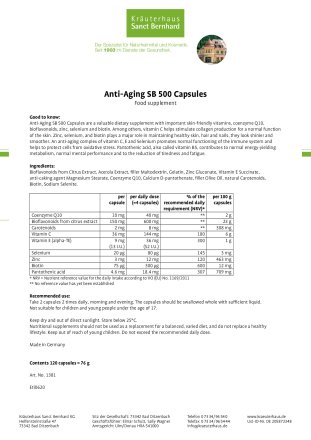 Anti Aging SB 500 Capsules 120 capsules