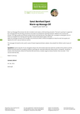 Sanct Bernhard Sport WARM-UP Massage Oil 500 ml