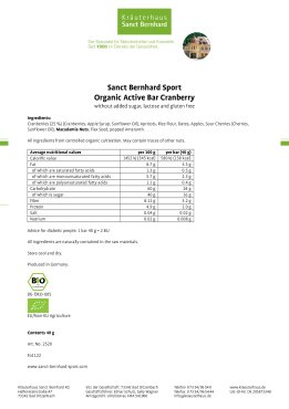 Sanct Bernhard Sport Organic Active Bar Cranberry 40 g